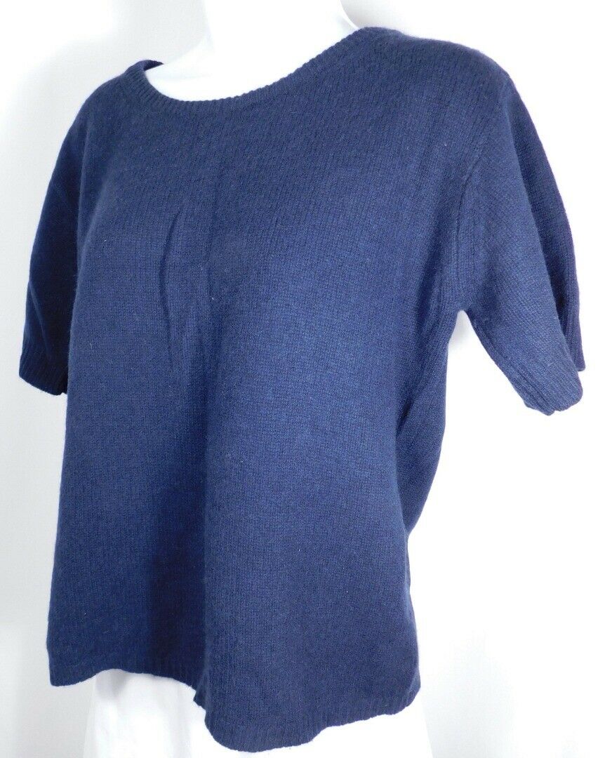 CALYPSO ST BARTH Women's Navy Blue Short Sleeve Cashmere Sweater Sz S