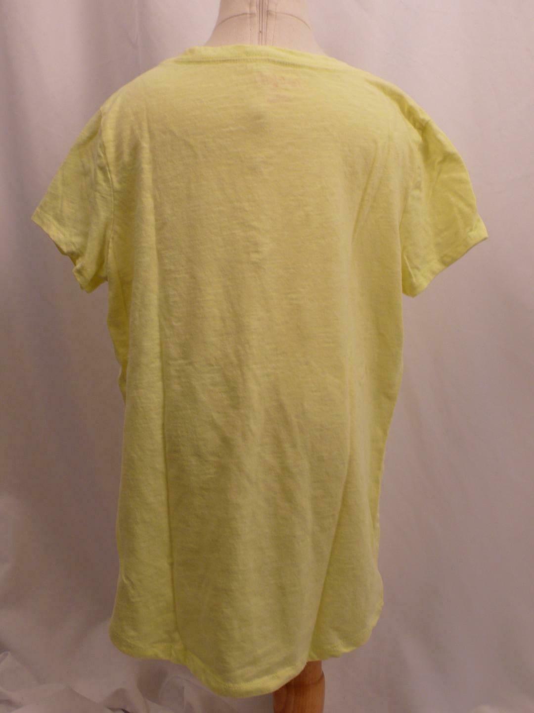 CAT & JACK Girls Neon Yellow V-Neck Short Sleeved T-Shirt Top Sz L (10-12) - Image 4