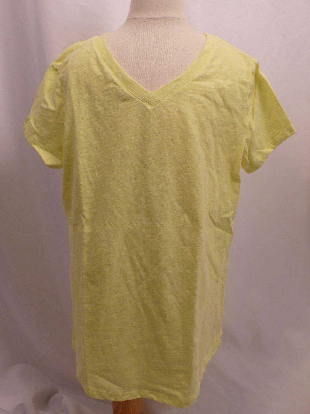 CAT & JACK Girls Neon Yellow V-Neck Short Sleeved T-Shirt Top Sz L (10-12)