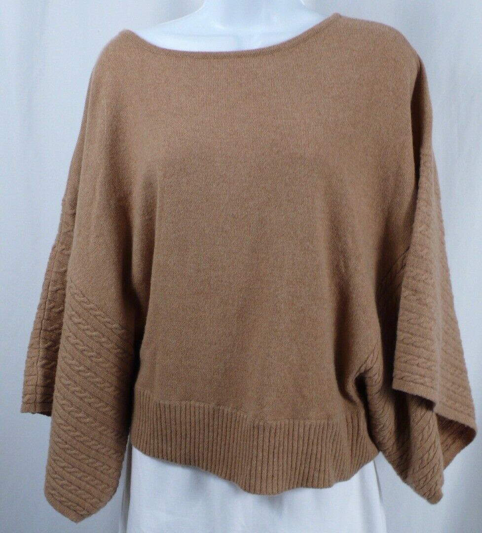 CLAUDIA NICHOLE Women's Carmel Cashmere Cabled Sleeved Boxy Sweater Sz S - Image 3