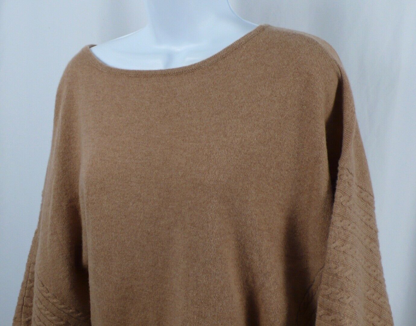 CLAUDIA NICHOLE Women's Carmel Cashmere Cabled Sleeved Boxy Sweater Sz S - Image 4