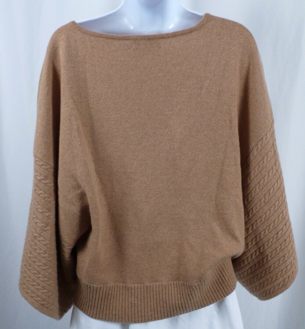 CLAUDIA NICHOLE Women's Carmel Cashmere Cabled Sleeved Boxy Sweater Sz S - Image 5