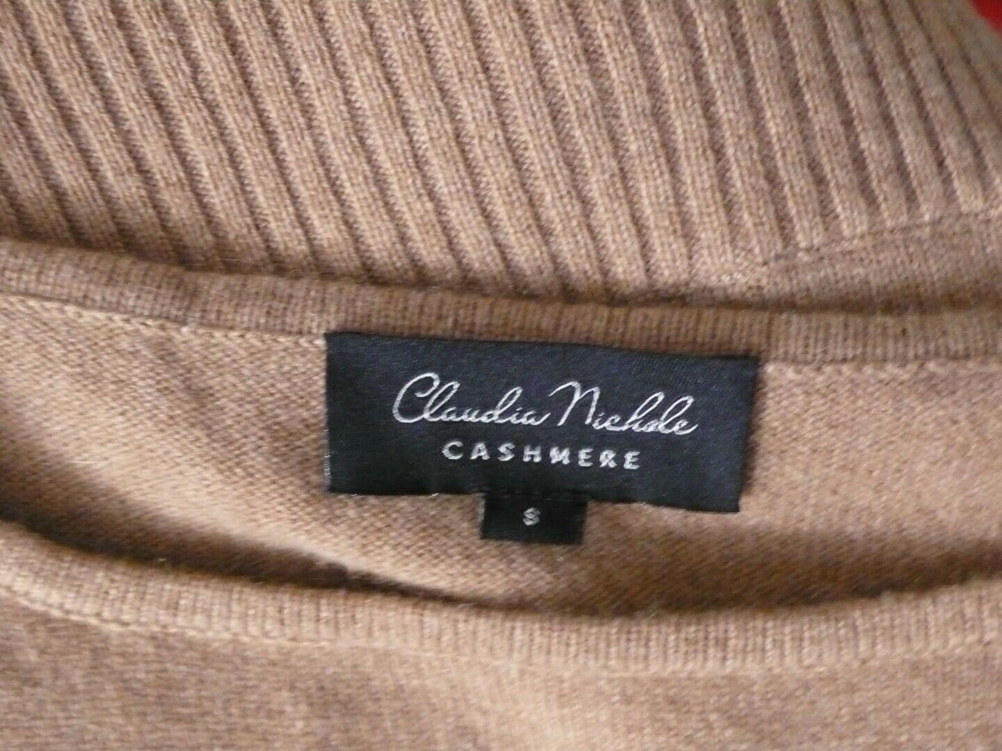CLAUDIA NICHOLE Women's Carmel Cashmere Cabled Sleeved Boxy Sweater Sz S - Image 6