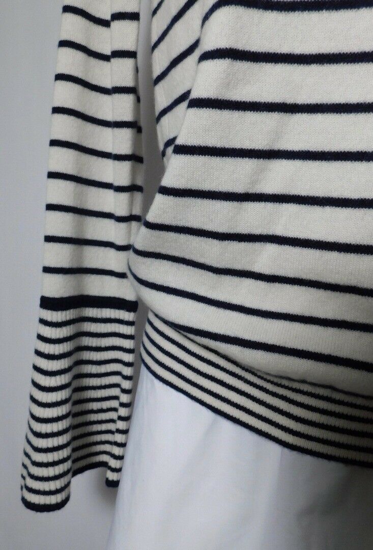 CLUB MONACO CASHMERE NWT Women's Ivory Navy Portuna Stripe Sweater Sz XS ($249) - Image 3