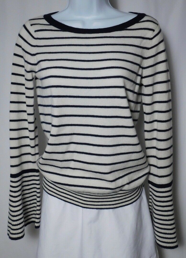 CLUB MONACO CASHMERE NWT Women's Ivory Navy Portuna Stripe Sweater Sz XS ($249)