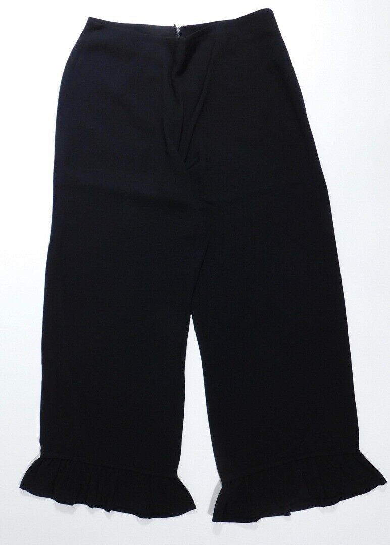 CLUB MONACO Women's Black Flat Front Ruffled Hem Cropped Pant Sz 6 - Image 3