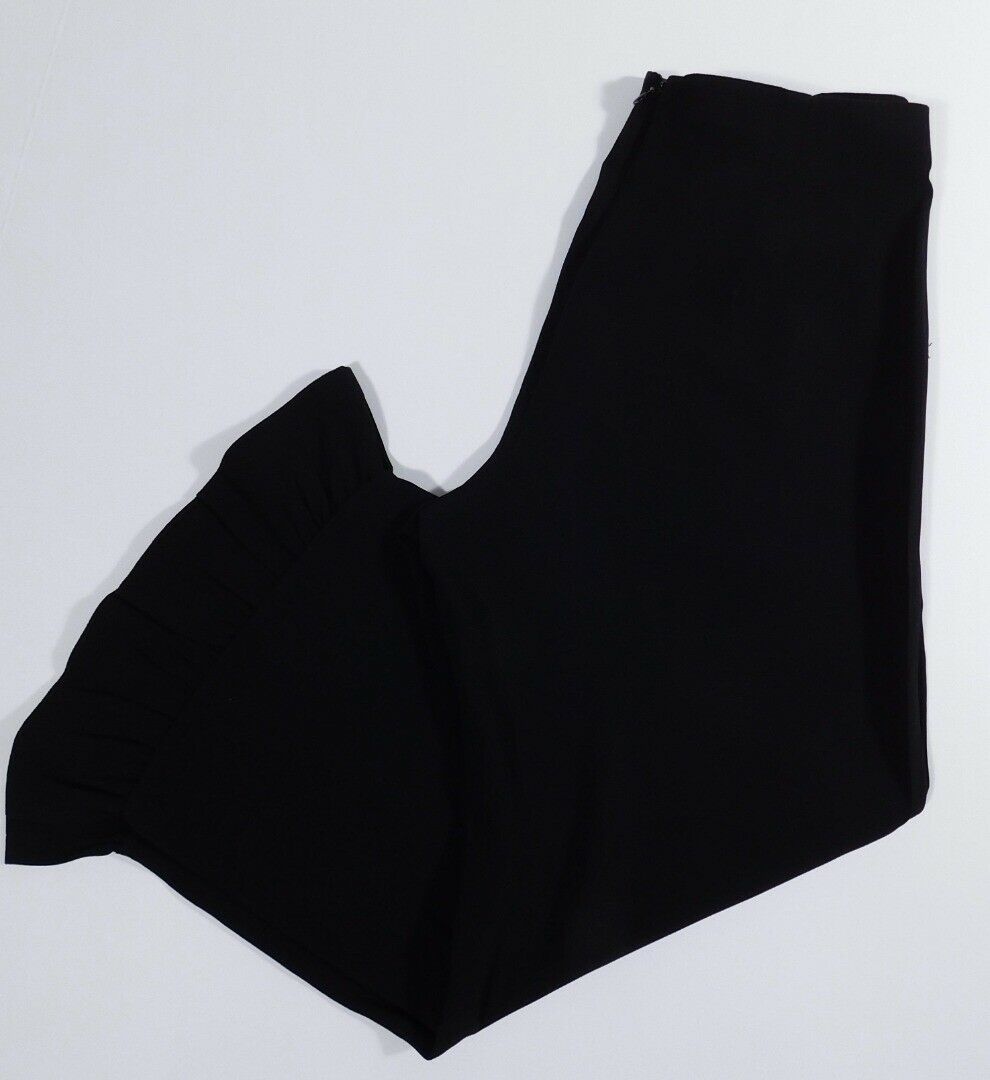 CLUB MONACO Women's Black Flat Front Ruffled Hem Cropped Pant Sz 6
