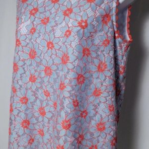 DRAPER JAMES Women's Blue Lace Overlay Scalloped Sleeveless Tunic Top Sz 6
