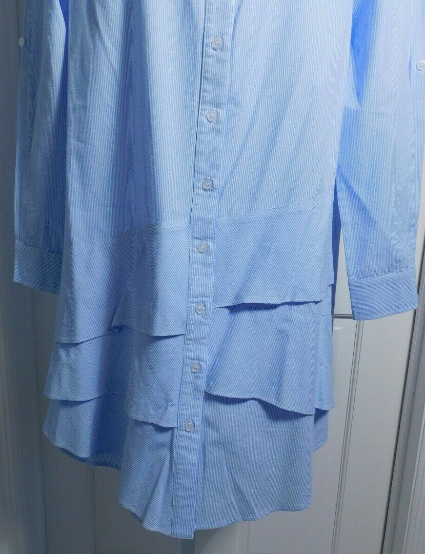 FINLEY Women's Blue White Striped Long Sleeve Tiered Jenna Shirt Dress Sz S $260 - Image 6