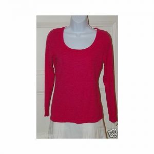 GILLIAN & O'MALLEY Women's Fuchsia Pink LS Scoop Neck Waffle Knit T Shirt Sz S