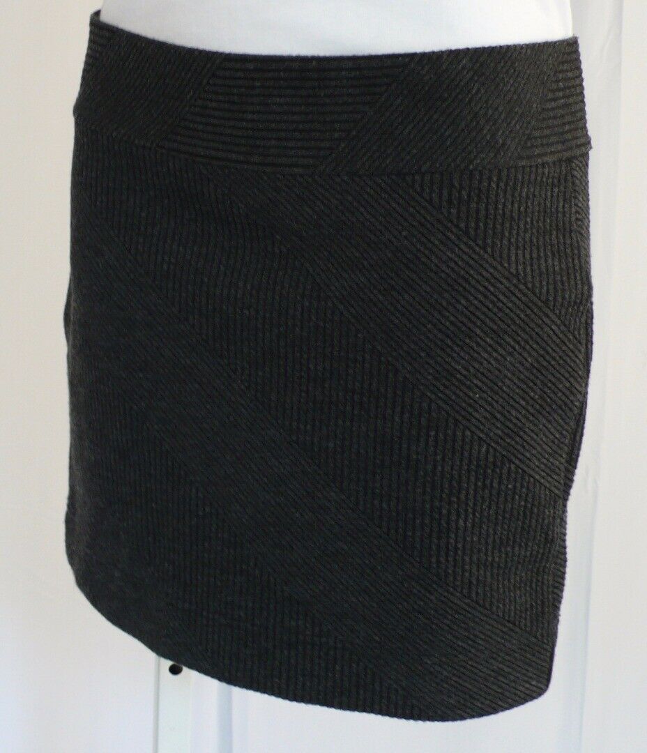 HI-LINE BY MADEWELL Charcoal Gray Ribbed Knit Straight Mini Skirt Sz XS
