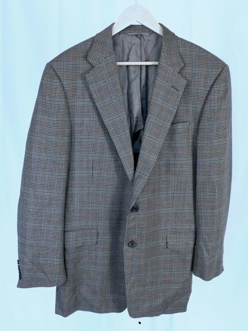 HICKEY FREEMAN Men's Brown Glen Plaid Wool 2 Button Sport Coat Blazer Sz 42L - Image 3