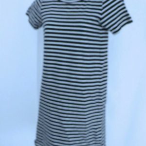 HOLLISTER Women's Black & White Striped Cotton Stretch Short Sleeve Dress Sz S