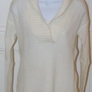 J CREW Ivory Women's V-Neck Mohair Wool Blend Shawl Collar Sweater Sz XS