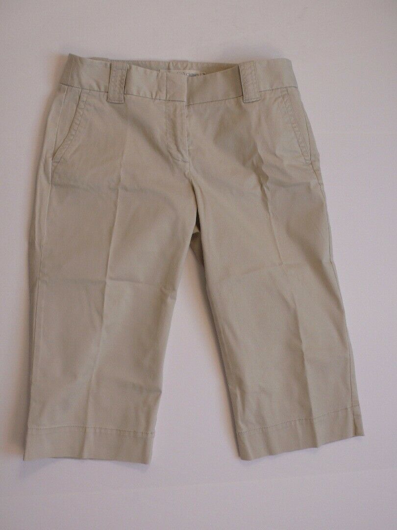 J CREW Women's Tan Cotton Stretch Chino Favorite Fit Flat Front Capri Pant Sz 6 - Image 3
