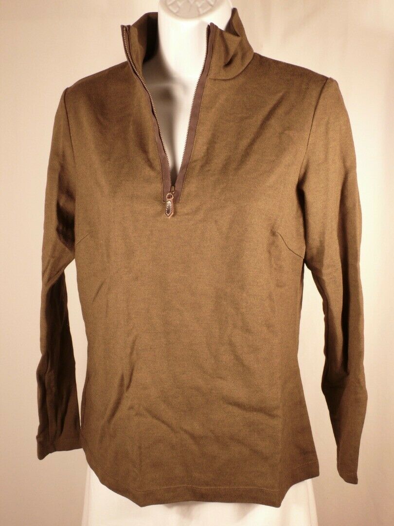 J MCLAUGHLIN Women's Olive Green Long Sleeve 1/4 Zip Knit Tunic Sz S - Image 4