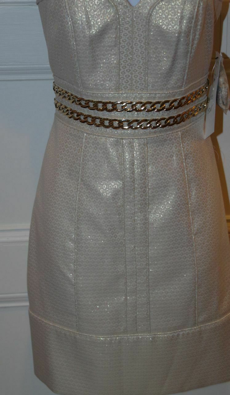 LAUNDRY BY SHELLI SEGAL NWT Gold Strapless Sweetheart Dress Gold Chain Sz 2 - Image 4