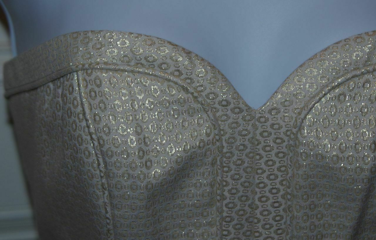 LAUNDRY BY SHELLI SEGAL NWT Gold Strapless Sweetheart Dress Gold Chain Sz 2 - Image 5