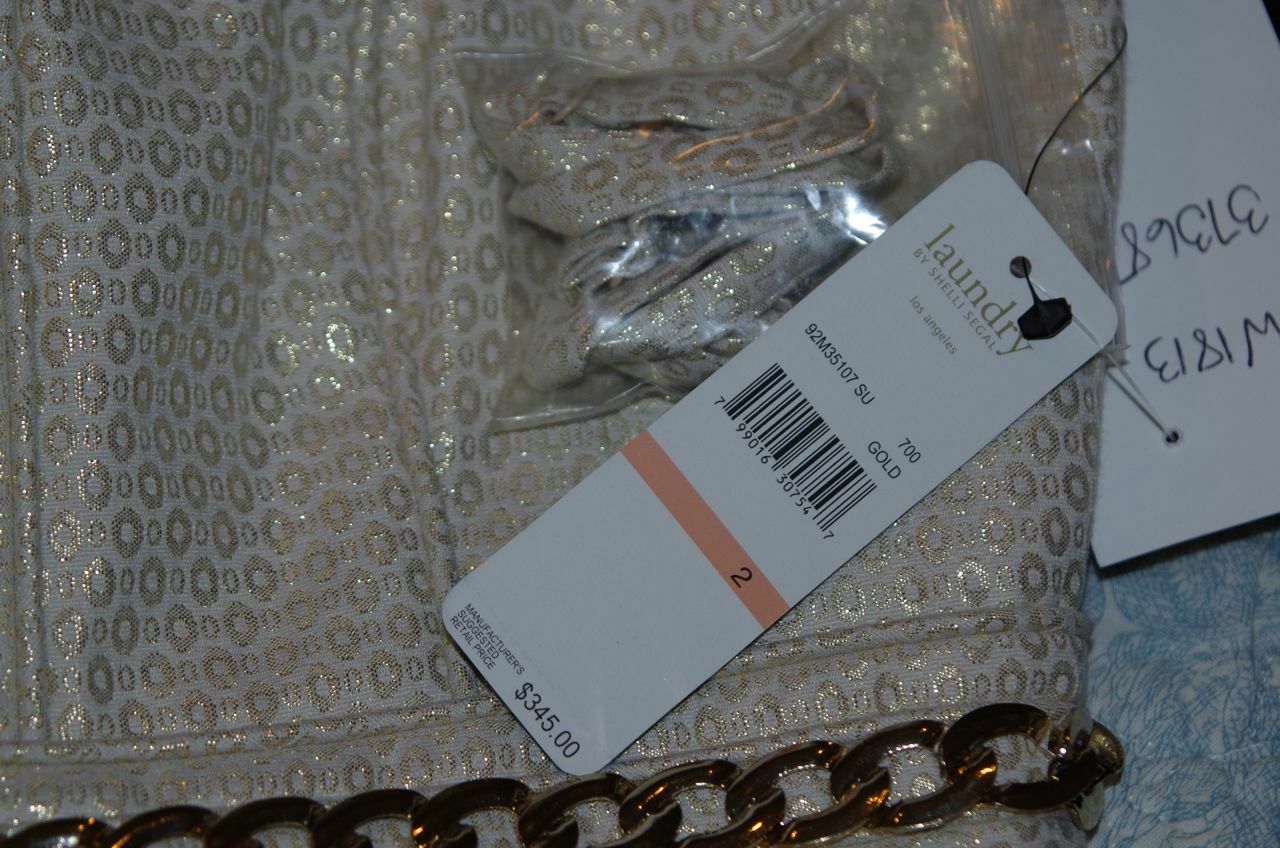 LAUNDRY BY SHELLI SEGAL NWT Gold Strapless Sweetheart Dress Gold Chain Sz 2 - Image 8