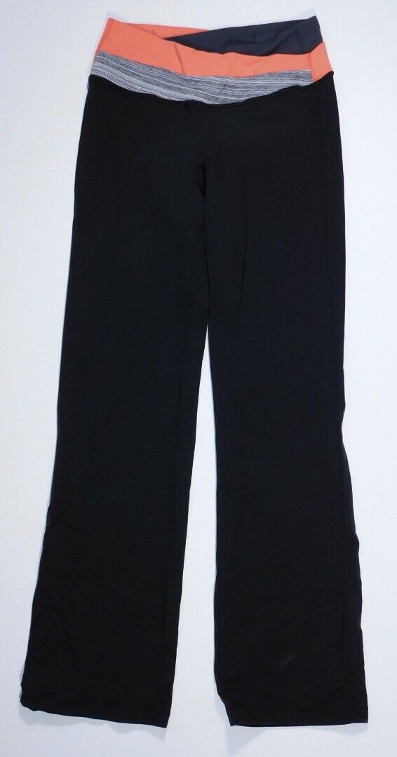 LULULEMON ATHLETICS Black W Orange Gray Waist Wide Leg Groove Pant Sz 6 - Image 3