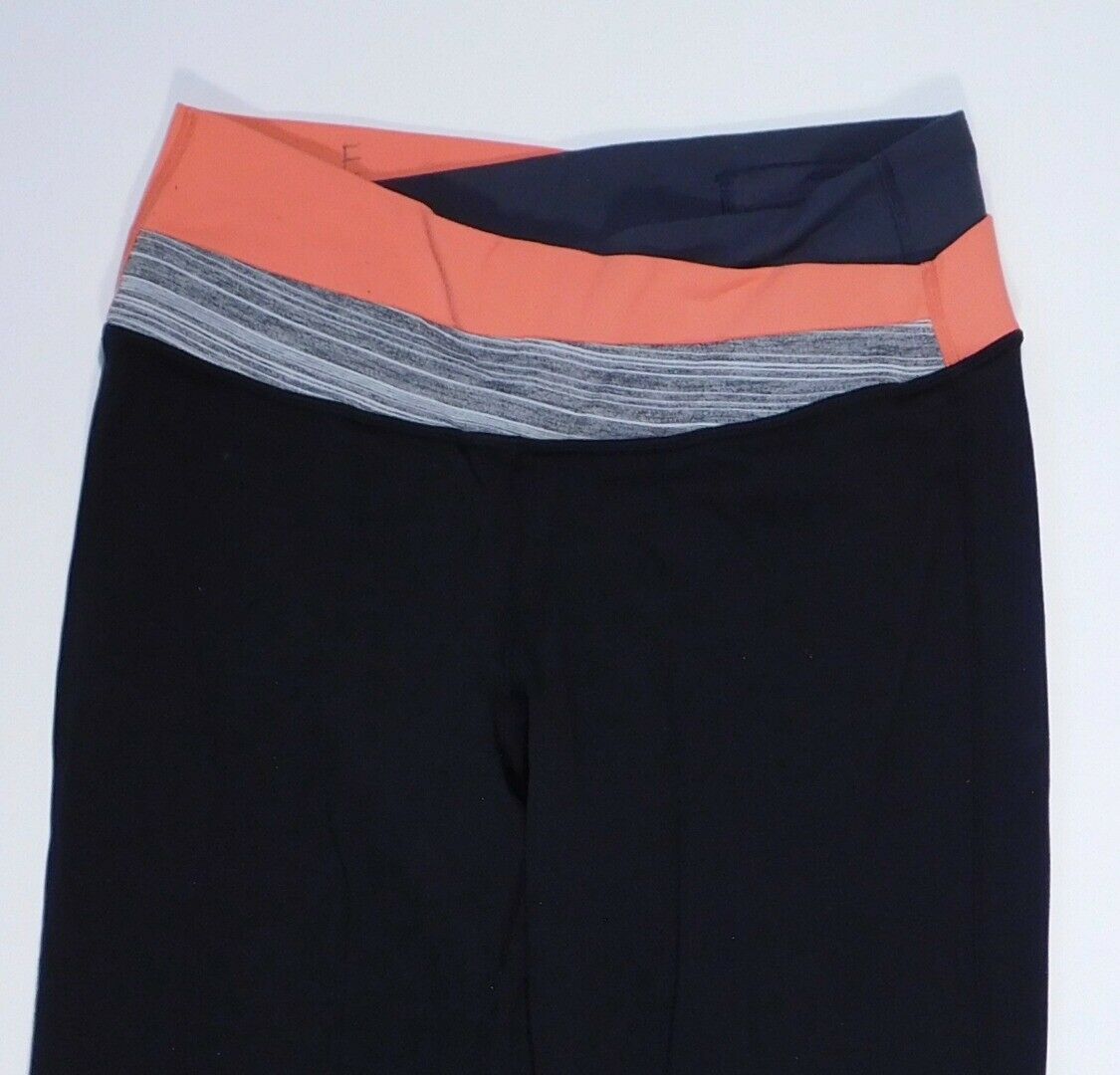 LULULEMON ATHLETICS Black W Orange Gray Waist Wide Leg Groove Pant Sz 6 - Image 4