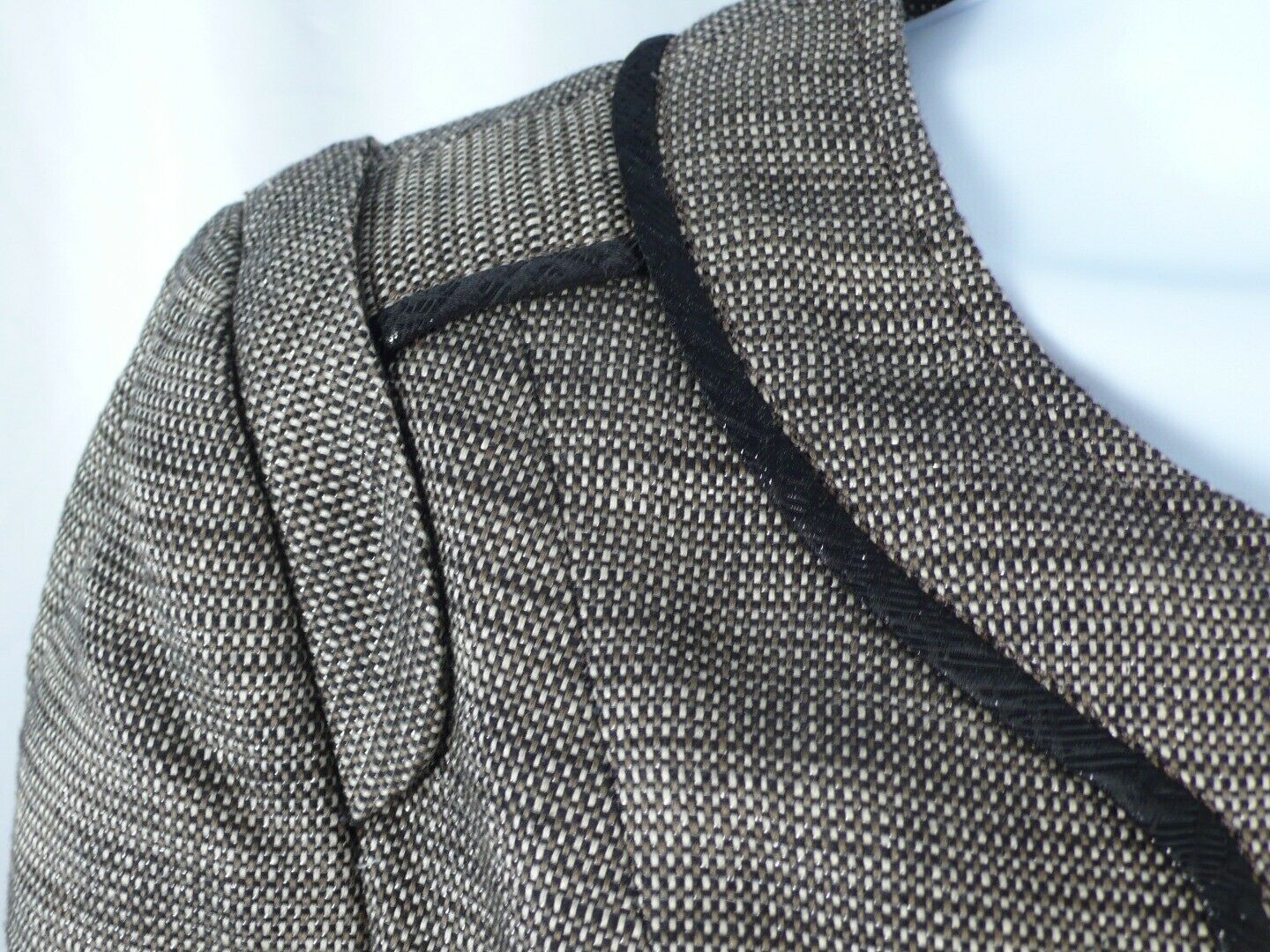 RACHEL ROY SIGNATURE Women's Black Brown Tweed Zip Front Ctn Linen Blazer Sz 4 - Image 5