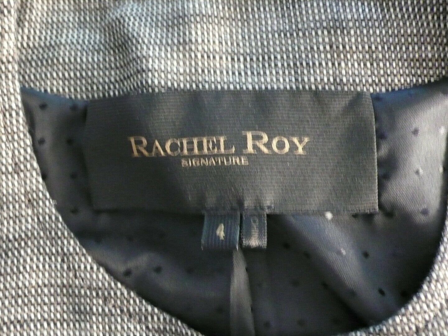 RACHEL ROY SIGNATURE Women's Black Brown Tweed Zip Front Ctn Linen Blazer Sz 4 - Image 8
