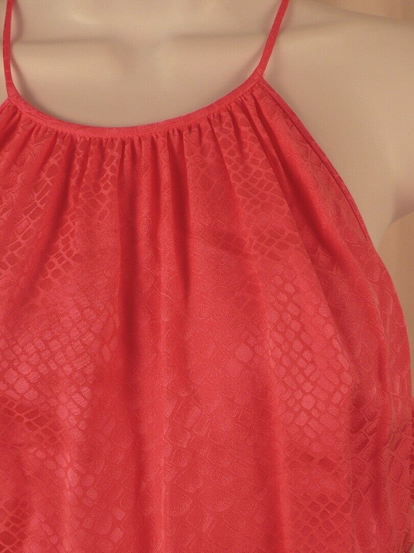 REBECCA TAYLOR Pink Embossed Silk Spaghetti Strap Elastic Waist Dress Sz 4 - Image 5