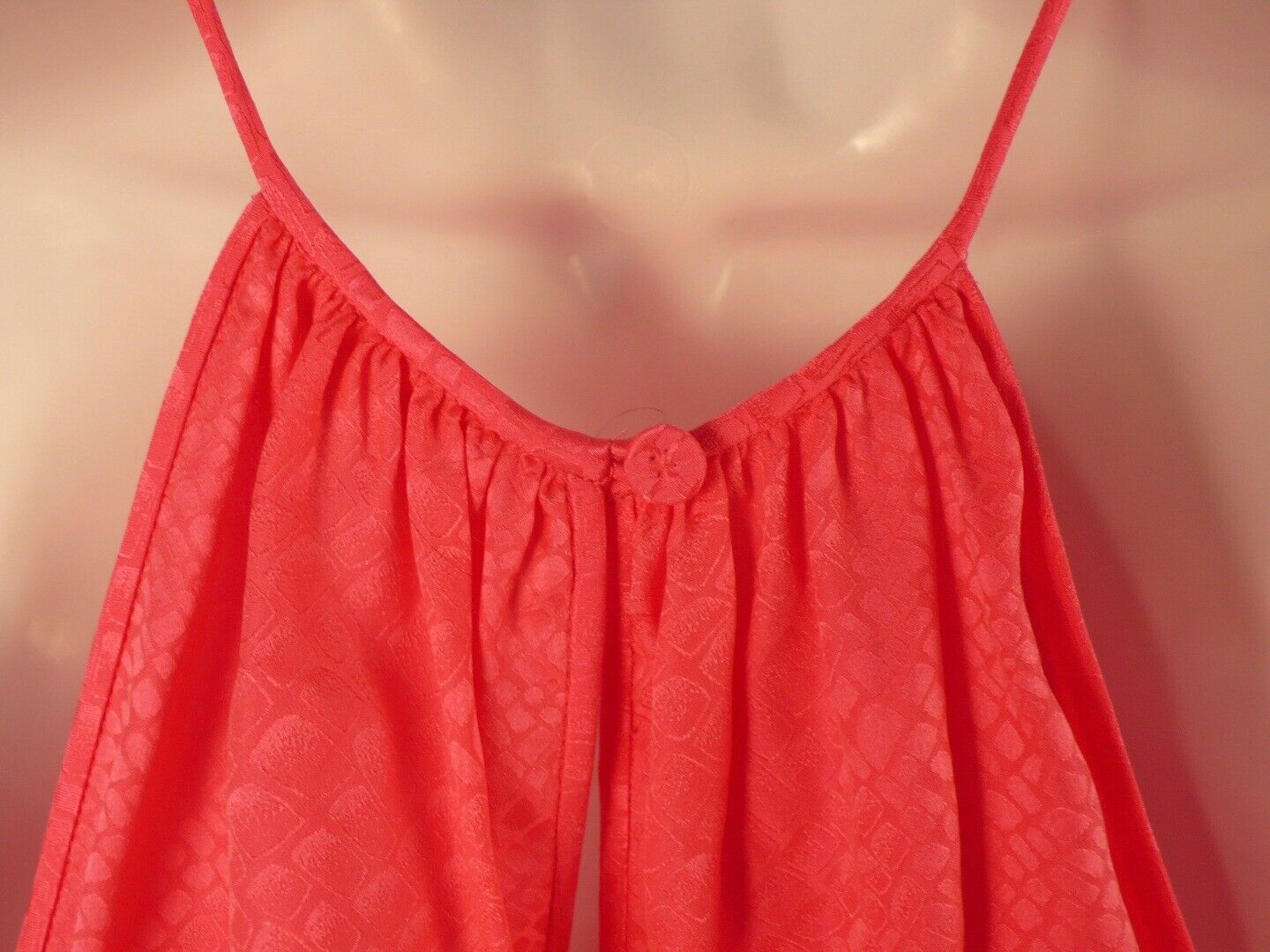REBECCA TAYLOR Pink Embossed Silk Spaghetti Strap Elastic Waist Dress Sz 4 - Image 6