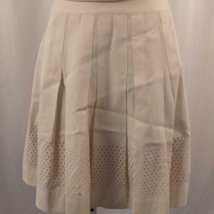REBECCA TAYLOR Women's Ivory Stitch Down Pleat A Line Dot Skirt Skirt Sz 2