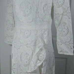 SHOSHANNA Women's Ivory Lace Overlay Long Sleeved Sheath Dress Sz 6