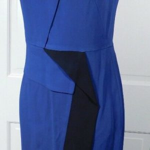 SPORTMAX Blue W Black Accent Scoop Neck Sleeveless Sheath Dress Sz 6