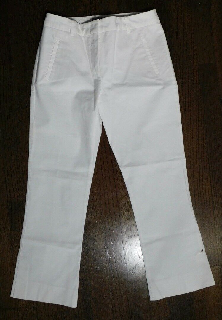 SPORTMAX Women's Ivory Flat Front Cropped Pant Sz 4 - Image 3
