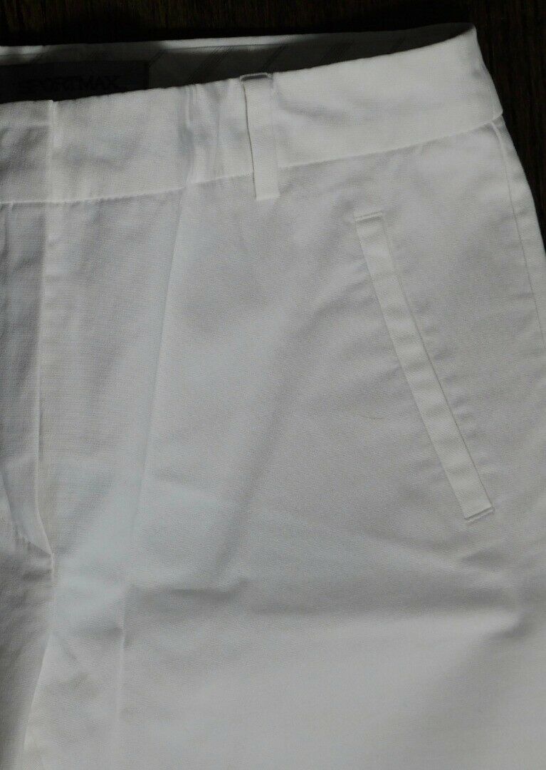 SPORTMAX Women's Ivory Flat Front Cropped Pant Sz 4 - Image 4