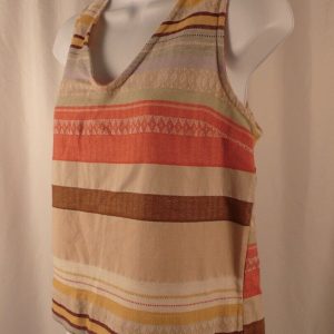 THE ODELLS BY ANTHROPOLOGIE Women's Striped Sleeveless Button Back Blouse Sz XS