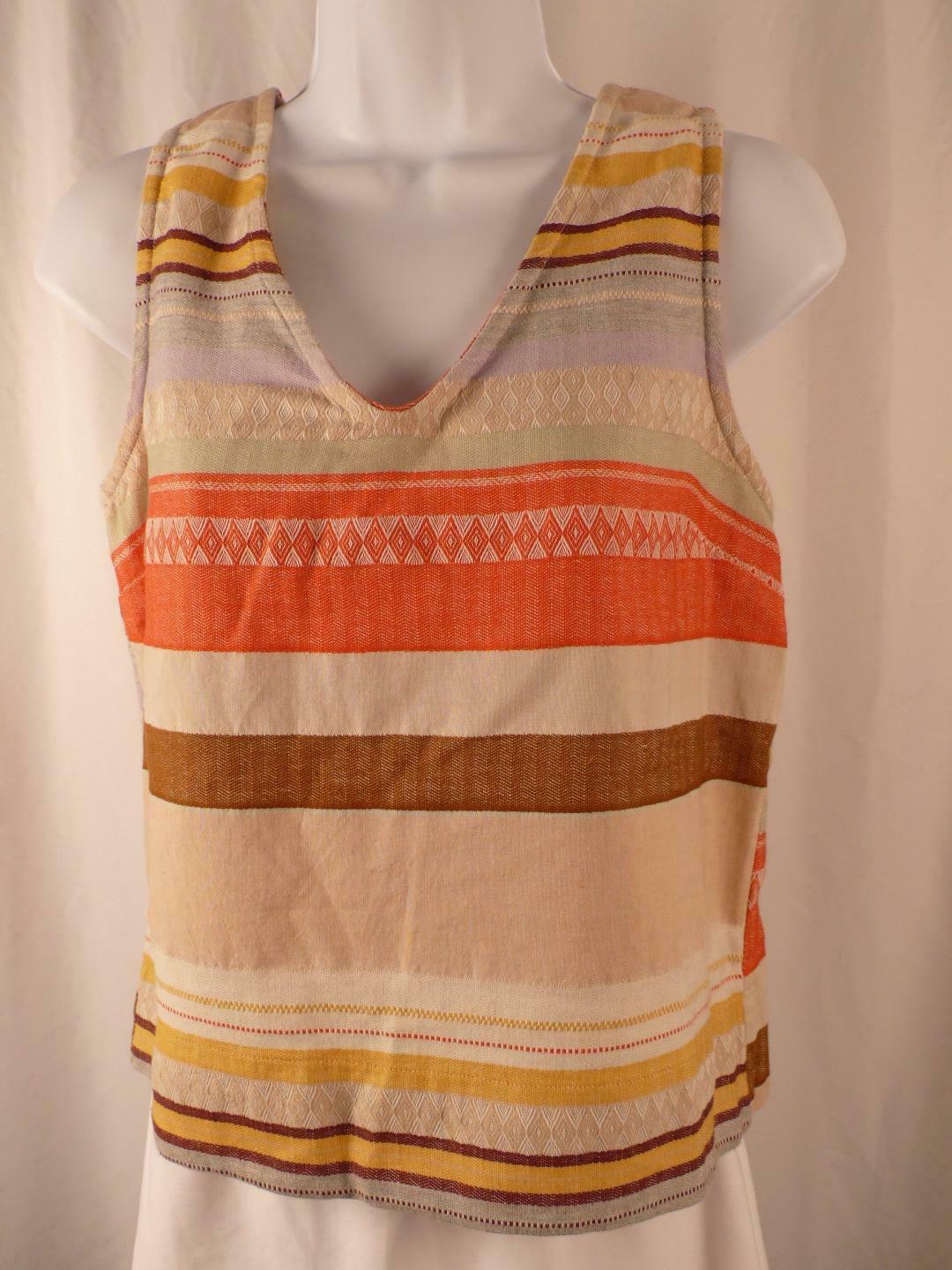 THE ODELLS BY ANTHROPOLOGIE Women's Striped Sleeveless Button Back Blouse Sz XS - Image 5
