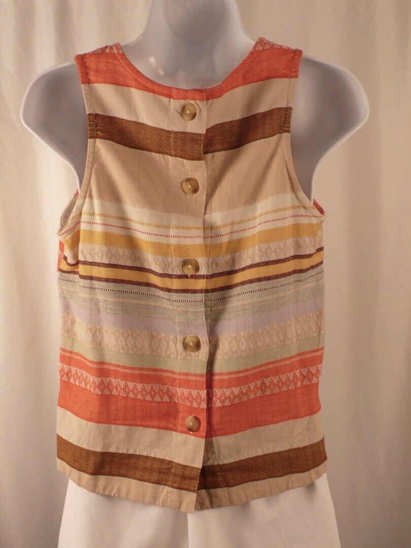 THE ODELLS BY ANTHROPOLOGIE Women's Striped Sleeveless Button Back Blouse Sz XS - Image 6