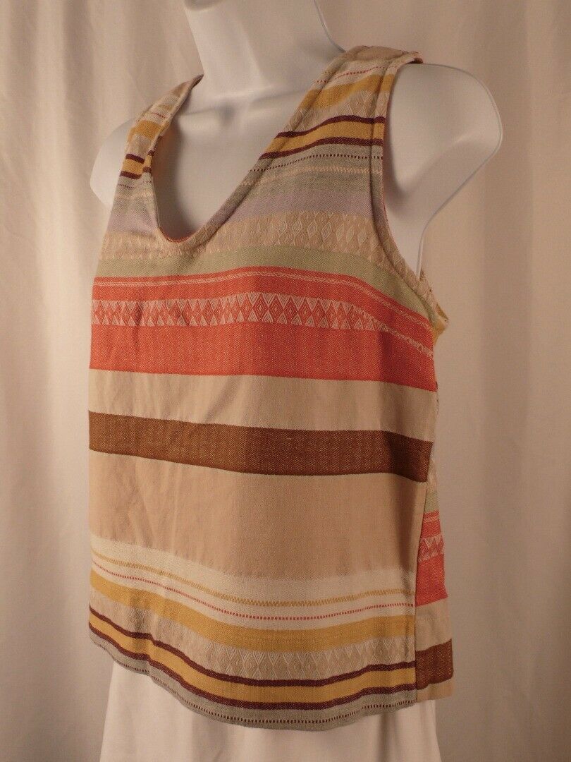 THE ODELLS BY ANTHROPOLOGIE Women's Striped Sleeveless Button Back Blouse Sz XS