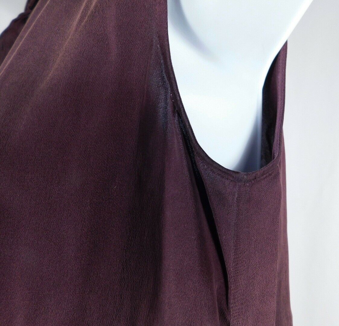 THEORY Women's Wine Silk Sleeveless Button Front Blouse Sz M - Image 6