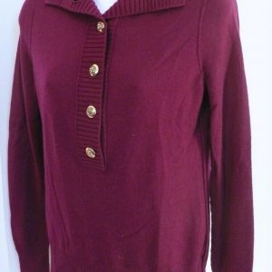 TORY BURCH Women's Merlot Red Wool/Cashmere Mock Neck Tunic Sweater Sz S