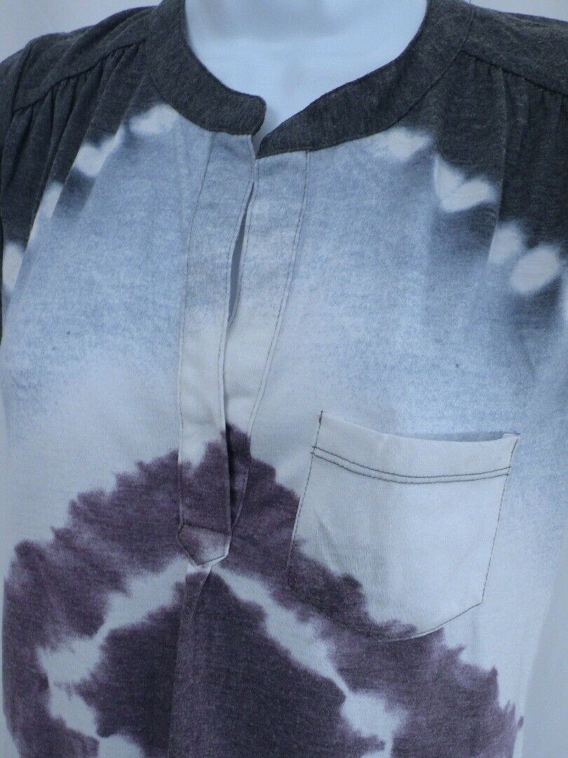 VINTAGE HAVANA Women's Tie Dye Gray Purple White Sleeveless V-Neck Blouse Sz S - Image 4