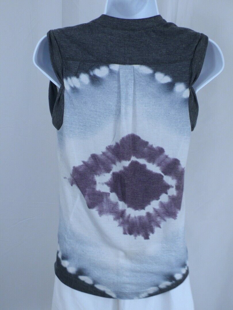 VINTAGE HAVANA Women's Tie Dye Gray Purple White Sleeveless V-Neck Blouse Sz S - Image 5
