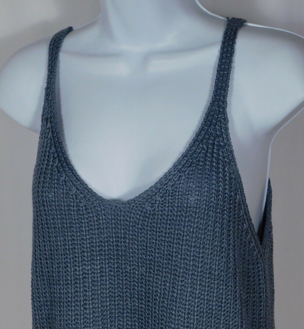 WISHLIST Women's Gray Soft Ribbed Knit Sleeveless V-Neck Cropped Sweater Sz S - Image 4