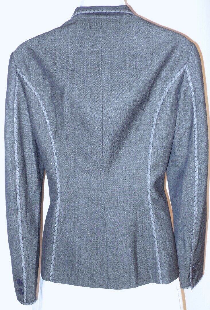 WORTH Women's Charcoal Gray Wool Stretch Denim Single Breasted Blazer Sz 6 - Image 6