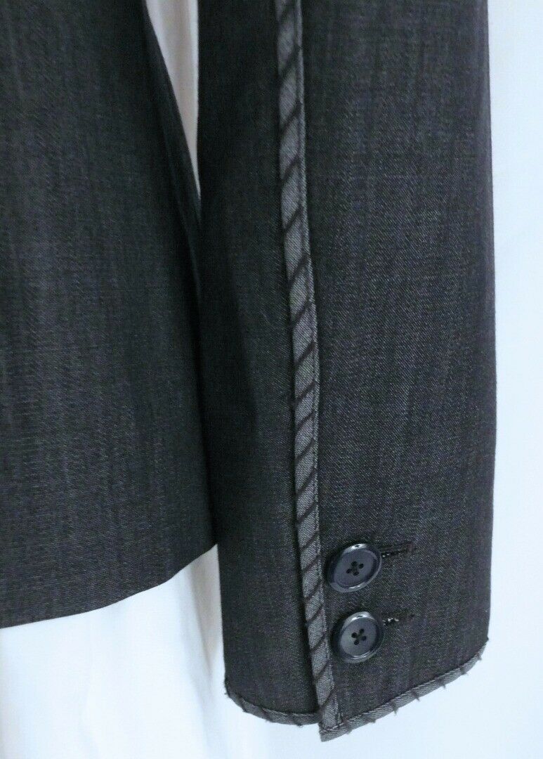 WORTH Women's Charcoal Gray Wool Stretch Denim Single Breasted Blazer Sz 6 - Image 7